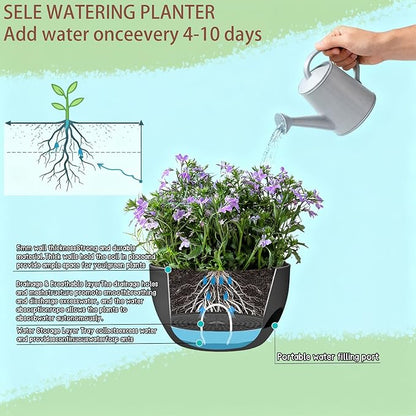 Set of 2-8 Inch Self Watering Hanging Planters