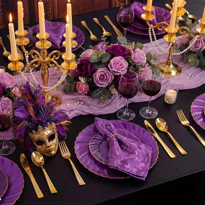 YOUBET 125PCS Clear Purple Plastic Plates