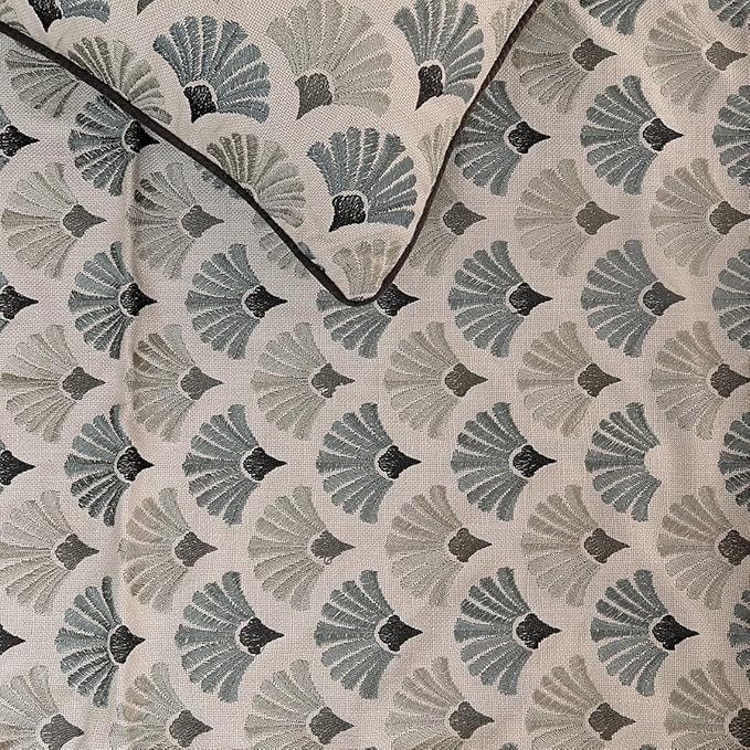 The HomeCentric King Queen Twin Blue & Grey Designer Twin 53"x18" Bed Runner with 2 Pillow Cover, Floral Embroidery Bed Scarf on Cotton Fabric - Flourish Bloom