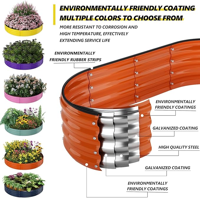 Galvanized Metal Planter Round Raised Garden Bed Kit