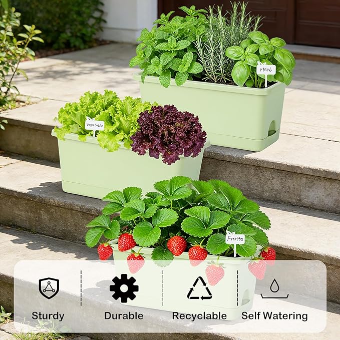 Window Box Planter 6 Packs, 13.8 Inches Rectangle Flower Pots
