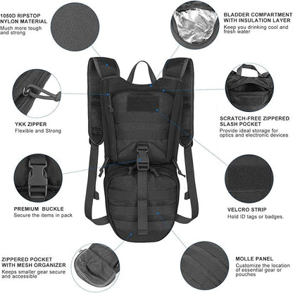 Unigear Tactical Hydration Packs Backpack 1050D with 3L Water Bladder, Thermal Insulation Pack Keeps Liquid Cool up to 4 Hours for Hiking, Cycling, Hunting and Climbing