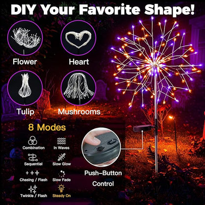 suddus Solar Halloween Lights Outdoor Solar Powered, Upgrade 2-Pack Orange &