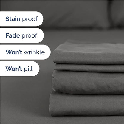 Split King Size 5 Piece Sheet Set - Comfy Breathable & Cooling Bed Sheets Set - Hotel Luxury Bedding for Women, Men, Kids, Teens, Boys & Girls - Deep Pockets, Soft, Wrinkle Free - Oeko-Tex - Charcoal