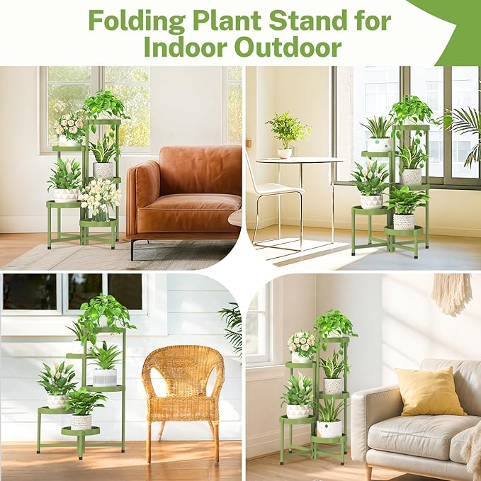 iDavosic.ly 5 Tier Folding Plant Stand Indoor Outdoor