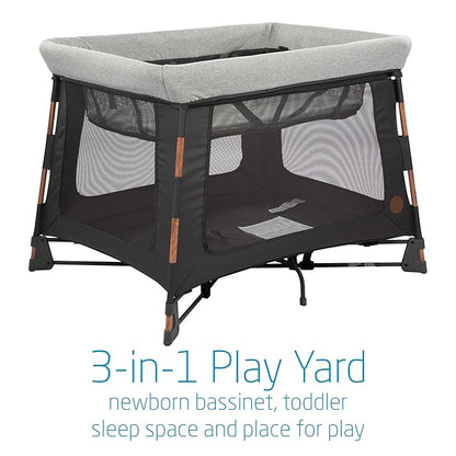 Maxi-Cosi Swift Lightweight Portable Playard, 1-Step Fold PlaypenWith Travel Bag, 2-Stage Mattress for Newborn to Toddlers, Essential Graphite