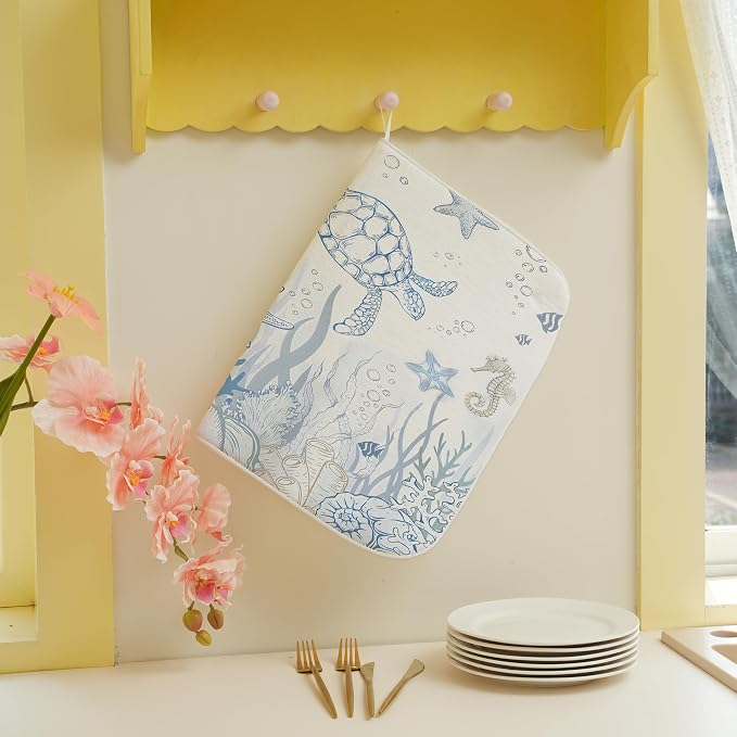Nautical Coastal Dish Drying Mat