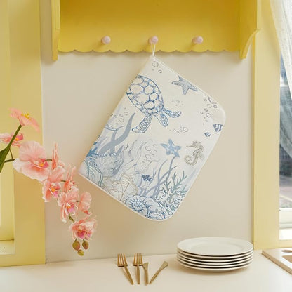 Nautical Coastal Dish Drying Mat