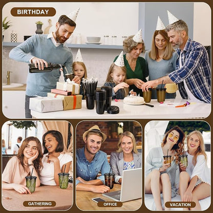 KesaPlan 50 Pack 16 oz Black Plastic Party Cups