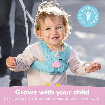 Trunki Toddler Leash - Fuss Free Toddler Walking Reins & Kids Safety Harness | Baby Leash for Kids – Una Unicorn (Turquoise)