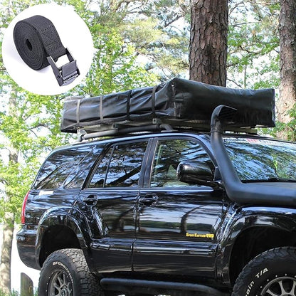 Premium Lashing Nylon Strap - Cam Buckle Tie Down Straps Heavy Duty Secure Straps up to 500 lbs Capacity for Motorcycle,SUP, Kayak, Canoe, Surfboard, Cargo, Boat,Trailer, Moving(1'' x 6.5Ft Black)