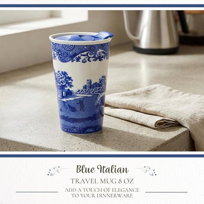 Spode Blue Italian 8oz Porcelain Travel Mug