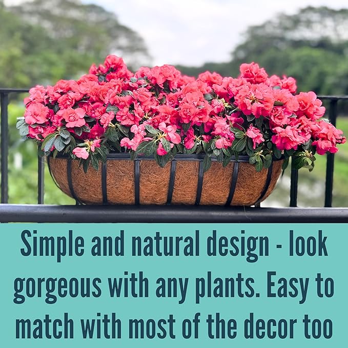 LaLaGreen Railing Planter Boxes Black Metal Rectangular Flower Boxes