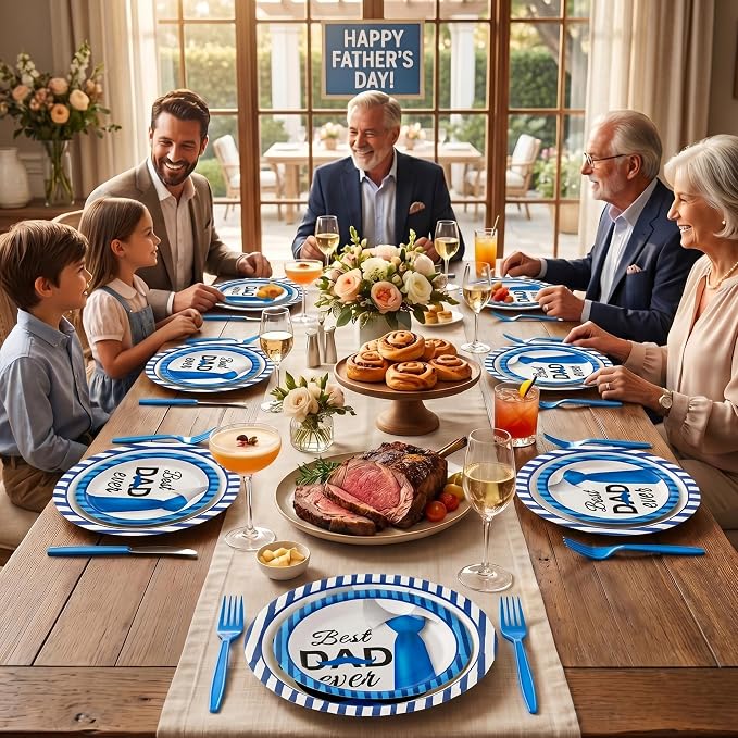100 Pcs Disposable Father's Day Party Tableware Set