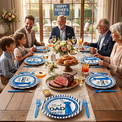 100 Pcs Disposable Father's Day Party Tableware Set