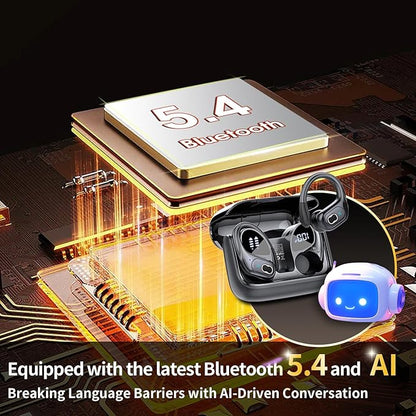 AI Translation Earbuds Real Time, 164 Language Translator Earbud 3-in-1 Bluetooth 5.4 Translator Earbuds with 6 Translation Modes, 75H Translators Headphones with APP for Travel Business, Black