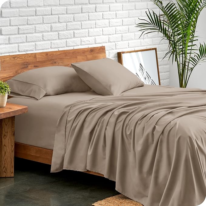 Bare Home Full Sheet Set - Luxury 1800 Ultra-Soft Microfiber Full Bed Sheets - Double Brushed - Deep Pockets - Easy Fit - 4 Piece Set - Bedding Sheets & Pillowcases (Full, Pebble)