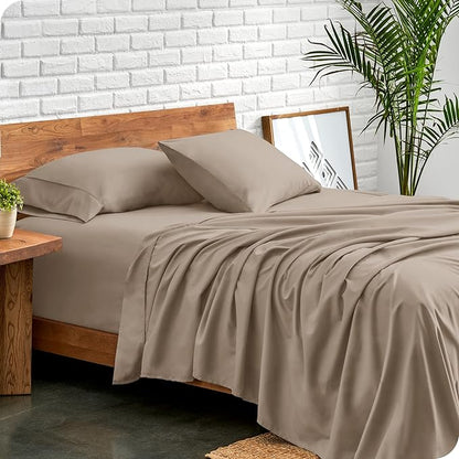 Bare Home Full XL Sheet Set - Luxury 1800 Ultra-Soft Microfiber Full Extra Long Bed Sheets - Double Brushed - Deep Pockets - Easy Fit - 4 Piece Set - Bedding Sheets & Pillowcases (Full XL, Pebble)