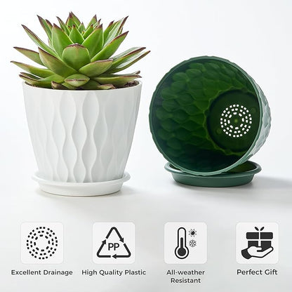 FaithLand 6-Pack 6-Inch Plastic Plant Pots