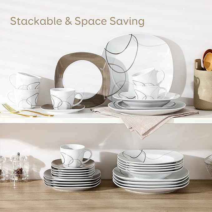 VEWEET 30 PCS Ceramic Dinnerware Sets
