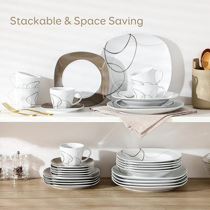 VEWEET 30 PCS Ceramic Dinnerware Sets