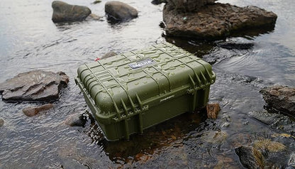 MEIJIA All Weather Portable IP67 Waterproof Protective Case, Hard Camera Case with customizable foam, Perfectly Protection of Camera, Drones,Pistols,Lens,Equipments,18.5 x14.06x6.93inches (Green)