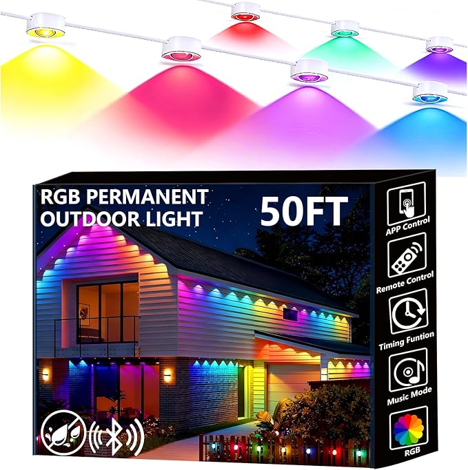Permanent Outdoor Lights, 50ft Smart Eave Lights