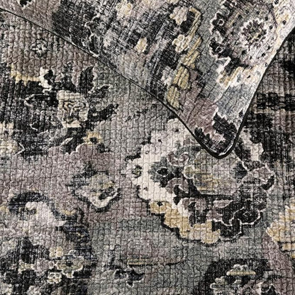 The HomeCentric Luxury Black & Grey Queen 74 x 18 inch Bed Runner with 2 Pillow Cover, Velvet Damask with Tassels Bed Scarf, Abstract Modern - Paved Damask