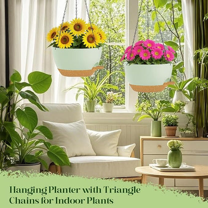 2 Pack 10 Inch Self Watering Hanging Planters
