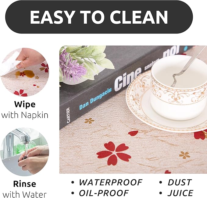 RAY STAR 18X96 Inch Shelf Liner for Kitchen Cabinets, Non-Adhesive Cabinet Liner Washable, PVC Drawer Liner for Dresser Non-Slip Bathroom (Red Floral)(5 Roll)