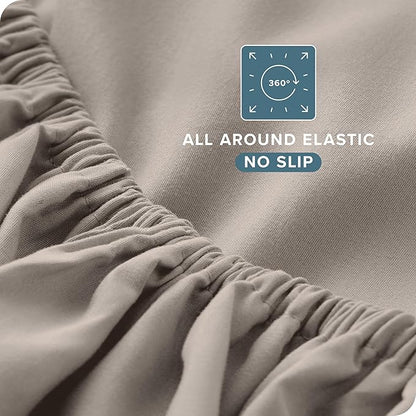 Bare Home Twin Sheet Set - 1800 Ultra-Soft Microfiber Twin Bed Sheets - Double Brushed - Deep Pockets - Easy Fit - Extra Soft - 3 Piece Set - Bedding Sheets & Pillowcases (Twin, Khaki)