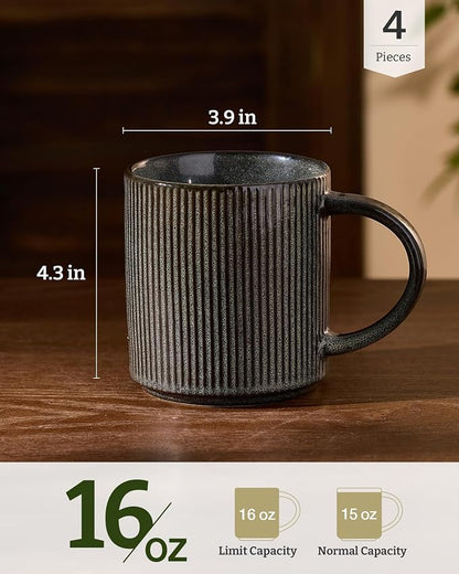 famiware Coffee Mug Set for 4, Star 16 oz Catering Mugs Cup Set