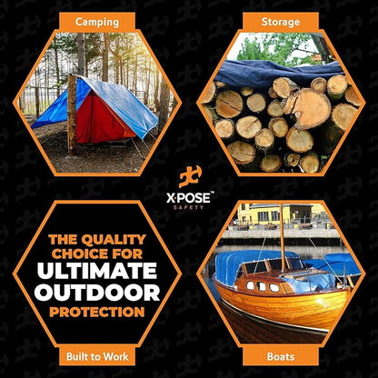 Better Blue Poly Tarp 30' x 60' - Multipurpose Protective Cover - Lightweight, Durable, Waterproof, Weather Proof - 5 Mil Thick Polyethylene - by Xpose Safety