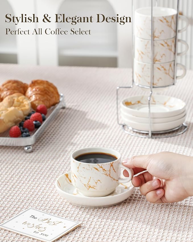 MALACASA 4 OZ Porcelain Espresso Cups
