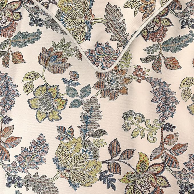 The HomeCentric King Queen Twin Multi Color & Ivory Handmade CA King 86"x18" Bed Runner with Pillow Cover, Floral Bed Scarf on Jacquard Fabric - Seasons Blossoms