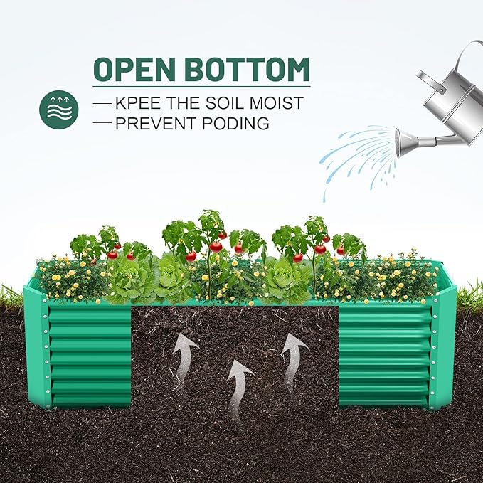 Land Guard 6×3×2 ft Galvanized Metal Raised Garden Bed, 2FT Deep Root Elevated