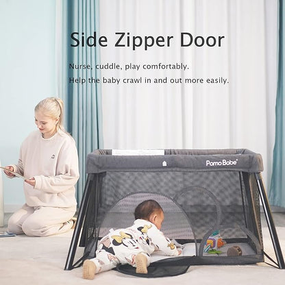 Pamo Babe Travel Crib - Lightweight Baby Playpen with Bassinet, Portable Mini Playard