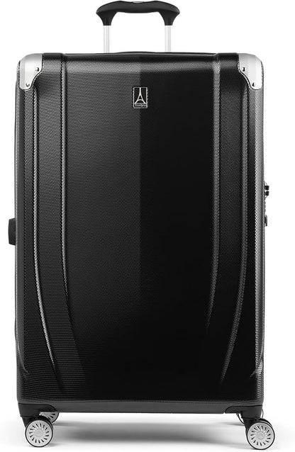 Travelpro Pathways 3 Hardside Expandable Luggage, 8 Spinner Wheels, Lightweight Hard Shell Suitcase, Checked Large 28 Inch, Black Knight