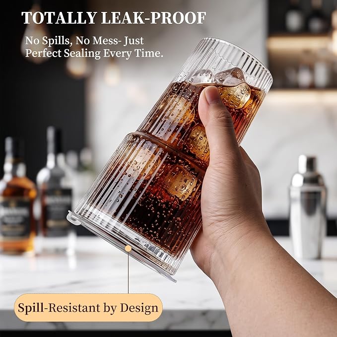 20oz Iced Coffee Cups with Lids and Straws, Smoothies