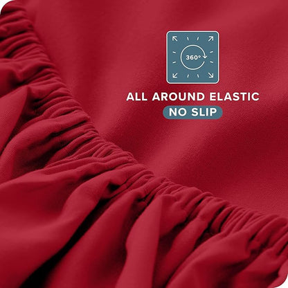 Bare Home Twin XL Sheet Set - College Dorm Size - Luxury 1800 Ultra-Soft Microfiber Twin Extra Long Bed Sheets - Deep Pockets - Easy Fit - Extra Soft - 3 Piece Set - Bed Sheets (Twin XL, Red)