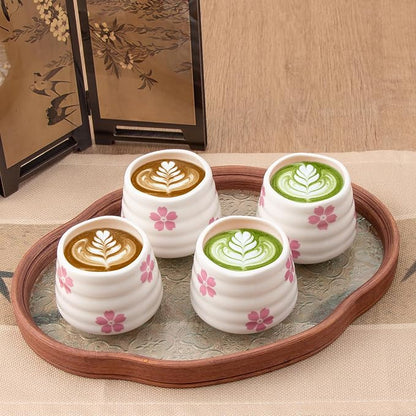 4pcs Japanese Tea Cup Set – Mini Size Cup 5OZ Ceramic Matcha Cup, Handless