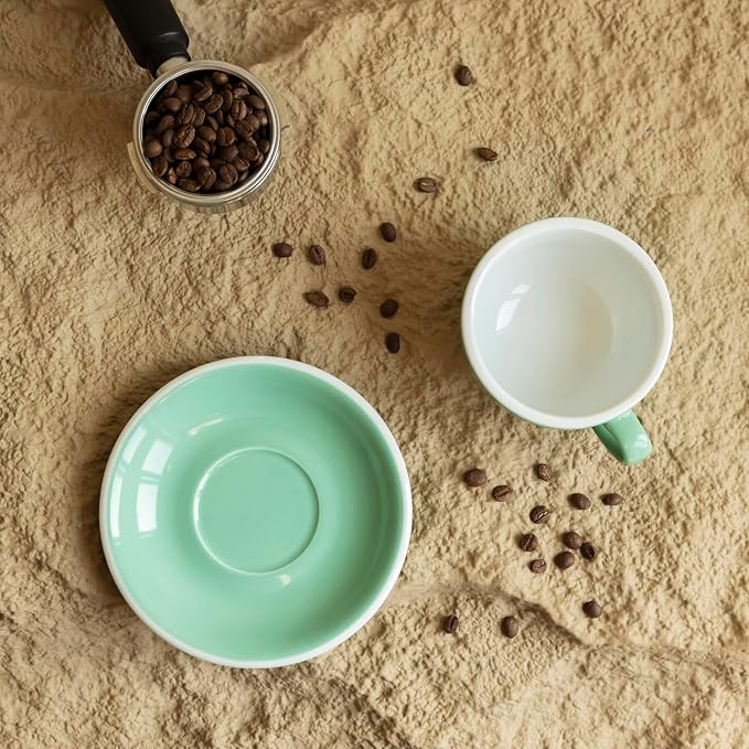 Loveramics Cappuccino Cup with Saucer, 8 oz Ceramic Coffee cup with Round Bottom
