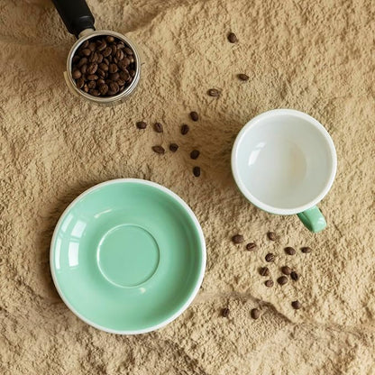 Loveramics Cappuccino Cup with Saucer, 8 oz Ceramic Coffee cup with Round Bottom