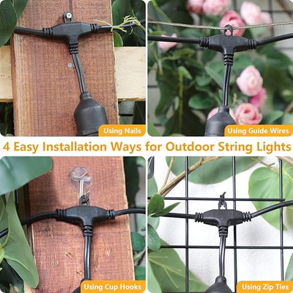 Mlambert 96Ft 3-Color in 1 48Ft LED Dimmable Outdoor String Lights