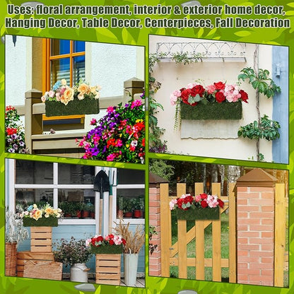 Maxdot 4 Pack Moss Window Box Planters, 16 Inch Rectangular Decorative Planter