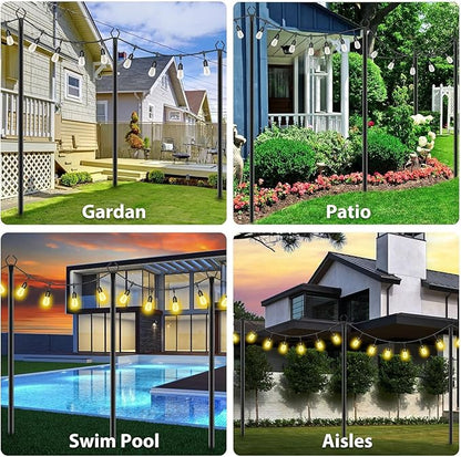 10Ft String Light Poles 6 Pack, Light Poles