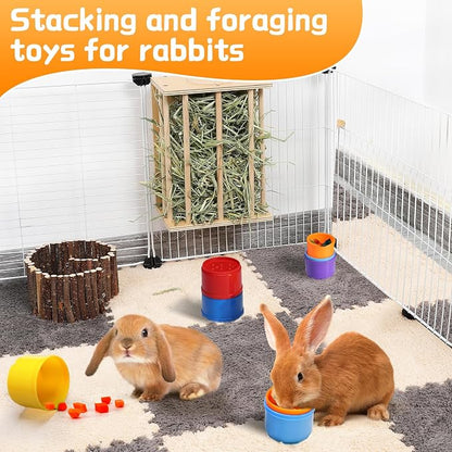 8 Pcs Stacking Cups for Bunny, Rainbow Colored Reusable Rabbits Bunny Toys |