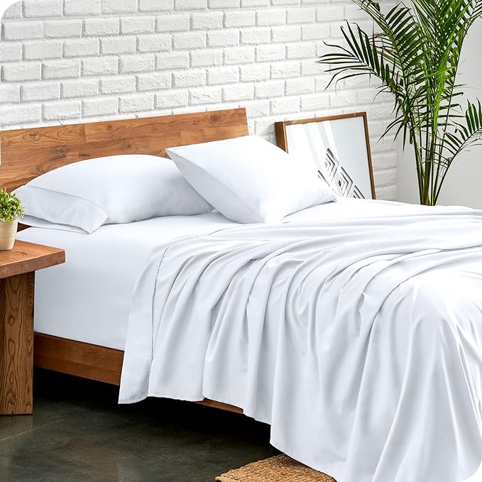 Bare Home Full Sheet Set - Luxury 1800 Ultra-Soft Microfiber Full Bed Sheets - Double Brushed - Deep Pockets - Easy Fit - 4 Piece Set - Bedding Sheets & Pillowcases (Full, White)