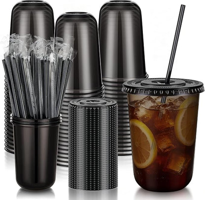KesaPlan 50 Pack 16 oz Black Plastic Party Cups