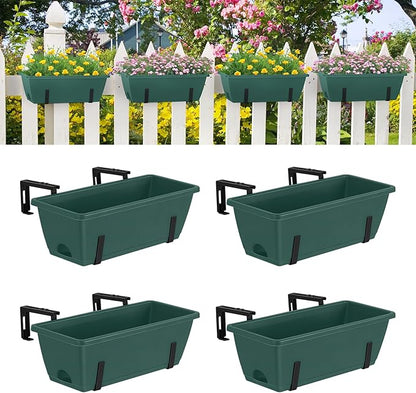 smusei 4 Pack Railing Planter Box Window Boxes Planters